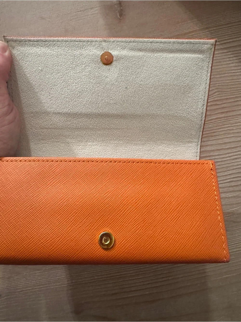 Tory Burch Orange Saffiano Sunglasses Case with Gold Logo